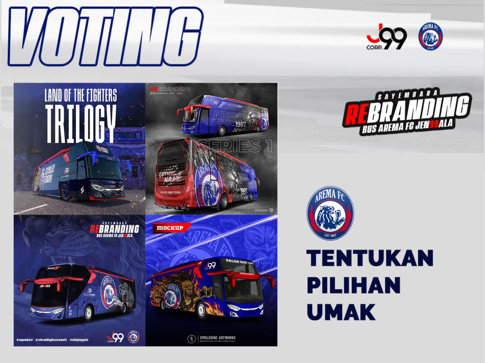 Tentukan Pemenang  Rebranding Desain Bus Arema FC Lewat Polling di Instastory!